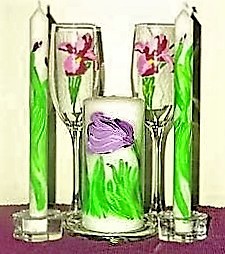 Handpainted glasses and candles: Jen/Jason's Las Vegas wedding appointments
